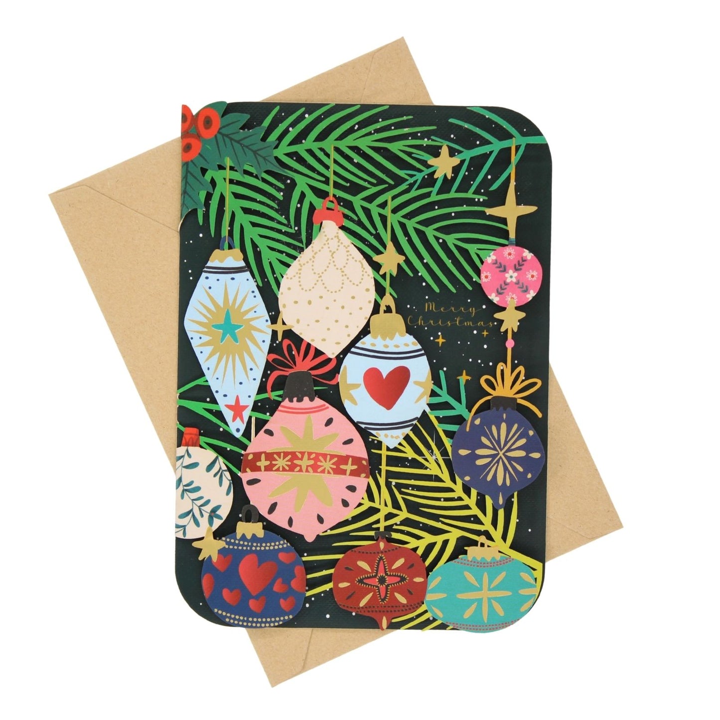 Paper Cut Art Christmas Card Laser Cut Xmas Baubles Xmas Greeting Cards