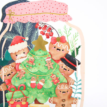 Paper Cut Art Christmas Card Laser Cut Gingerbread Jar Xmas Greeting Cards