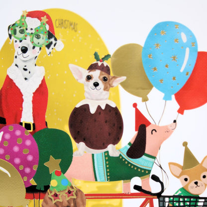 Paper Cut Art Christmas Card Laser Cut Festive Dogs On Bike Xmas Greeting Cards