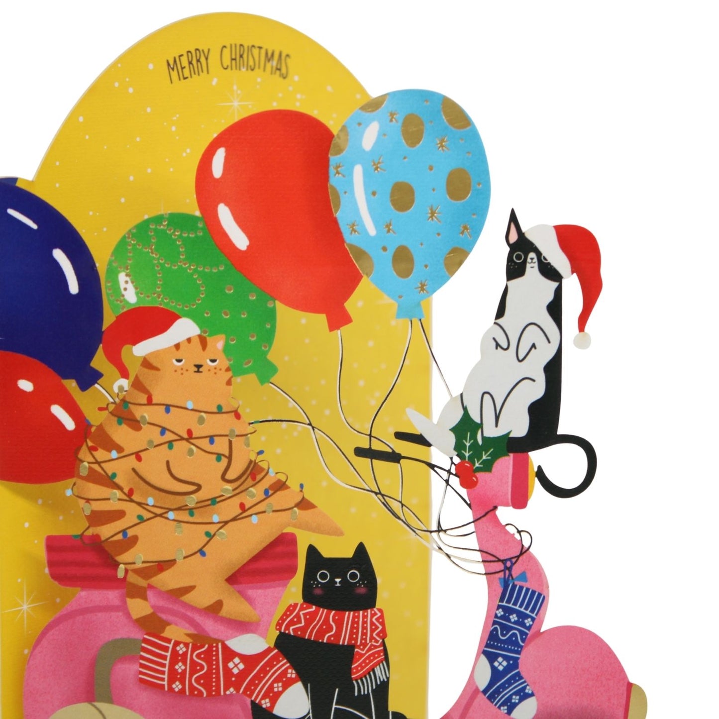 Paper Cut Art Christmas Card Laser Cut Cats On Pink Scooter Xmas Greeting Cards