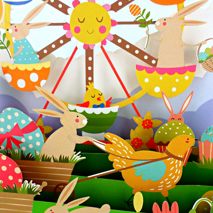 Fun Animal Easter Fair Celebration 3D Pop Up Greeting Card