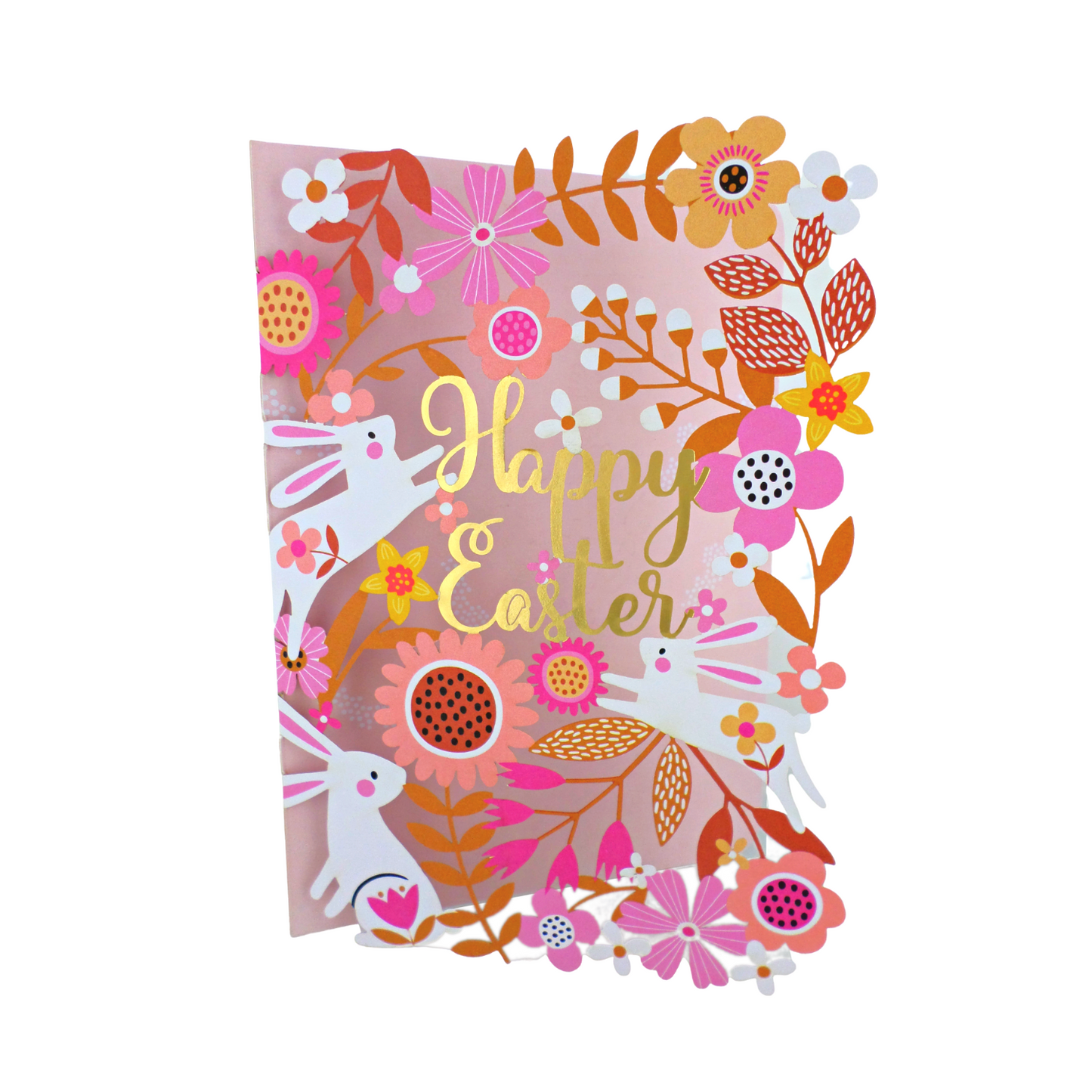 Paper Cut Art Easter Bunny Floral Easter Greeting Card