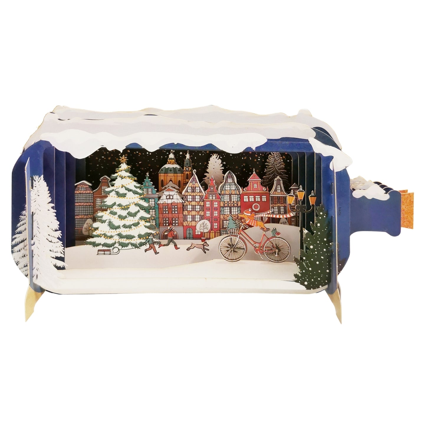 Message In A Bottle Dog On A Bike Pop Up Christmas Greeting Card