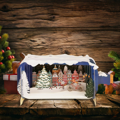 Message In A Bottle Dog On A Bike Pop Up Christmas Greeting Card