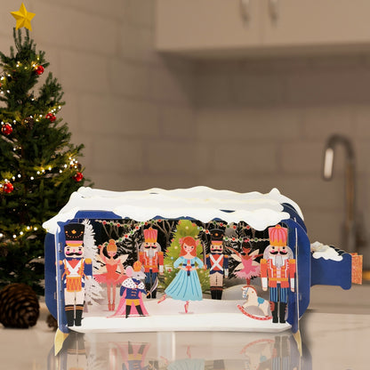 Message In A Bottle Nutcracker Toys Pop Up Christmas Greeting Card