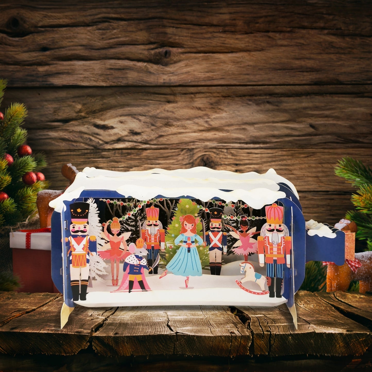 Message In A Bottle Nutcracker Toys Pop Up Christmas Greeting Card