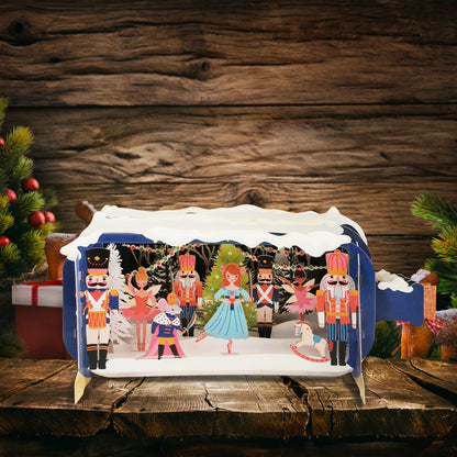 Message In A Bottle Nutcracker Toys Pop Up Christmas Greeting Card