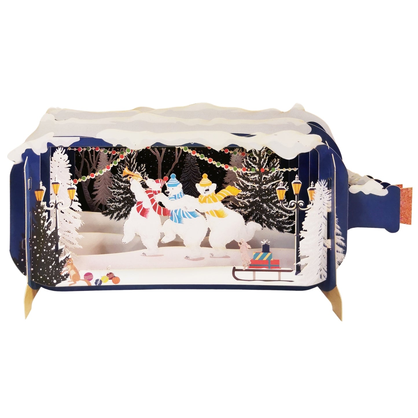 Message In A Bottle Polar Bears Pop Up Christmas Greeting Card