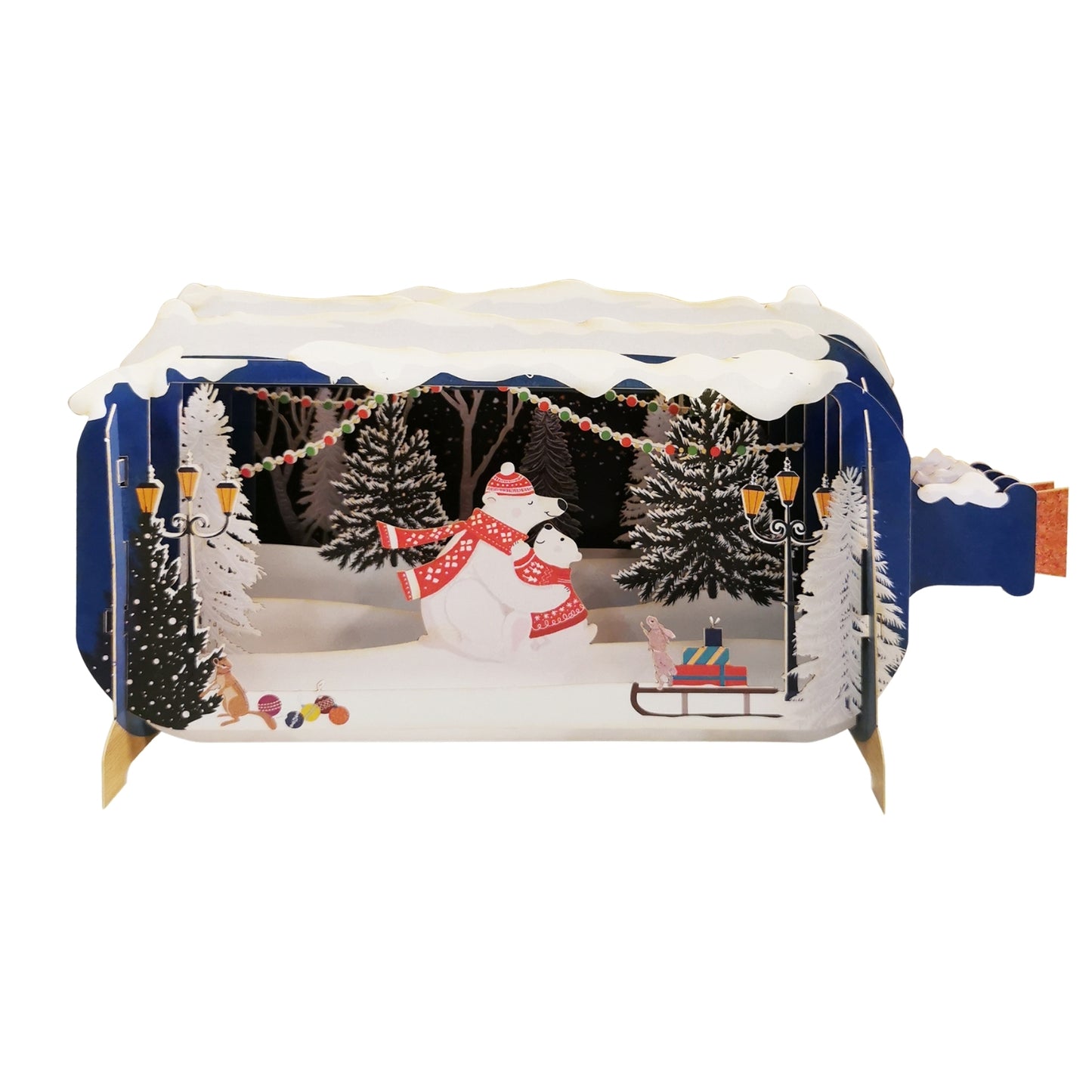 Message In A Bottle Polar Bear Hugs Pop Up Christmas Greeting Card