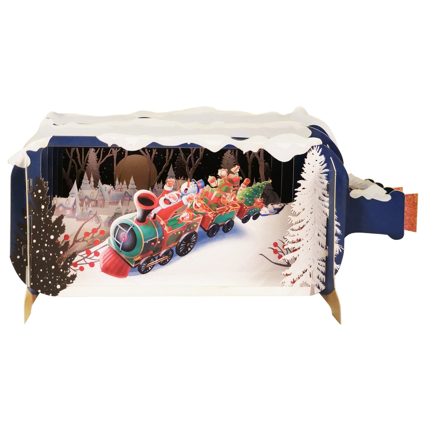 Message In A Bottle Santa Express Pop Up Christmas Greeting Card