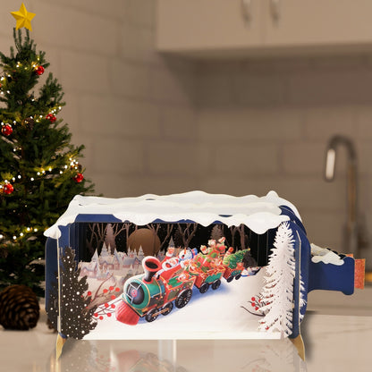 Message In A Bottle Santa Express Pop Up Christmas Greeting Card