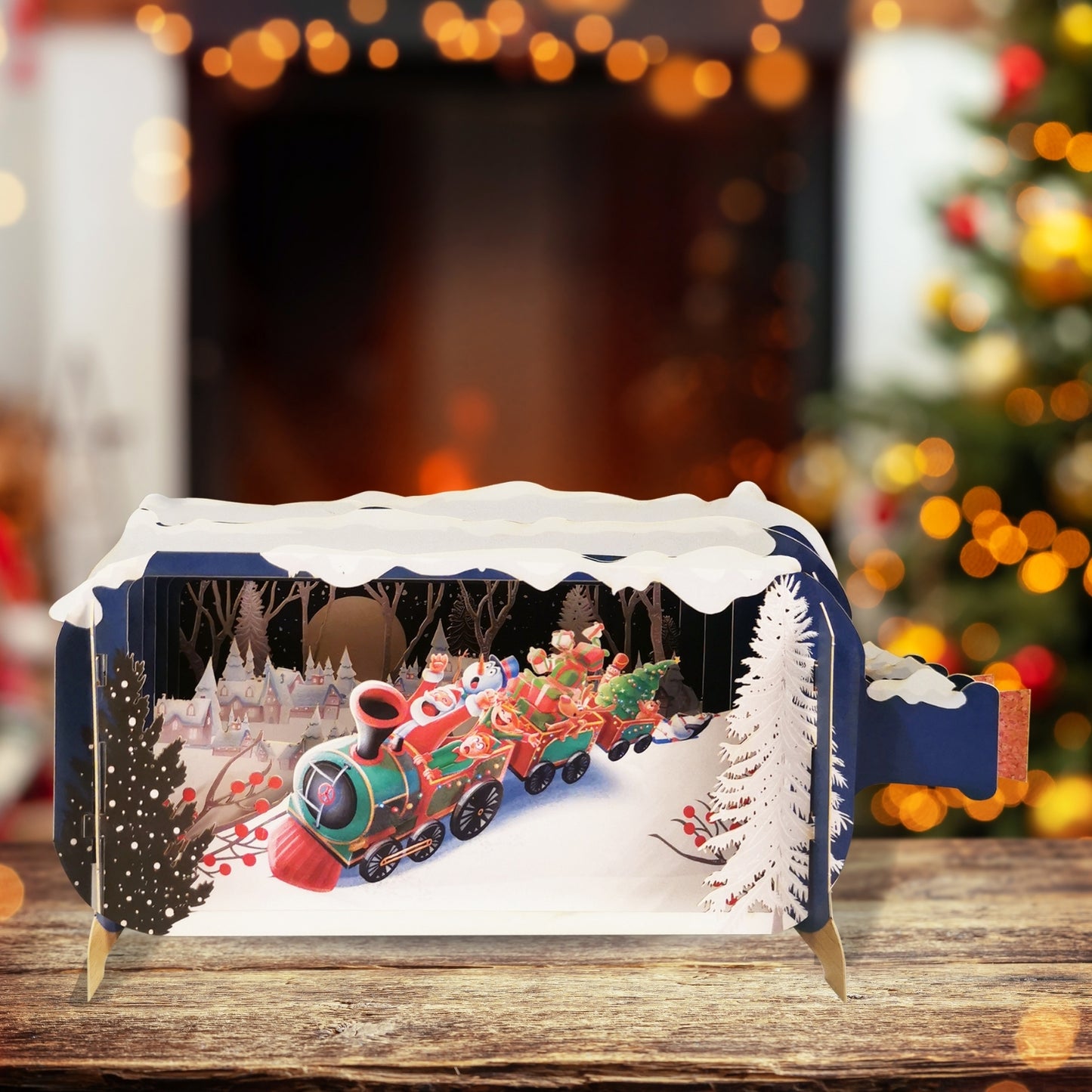Message In A Bottle Santa Express Pop Up Christmas Greeting Card