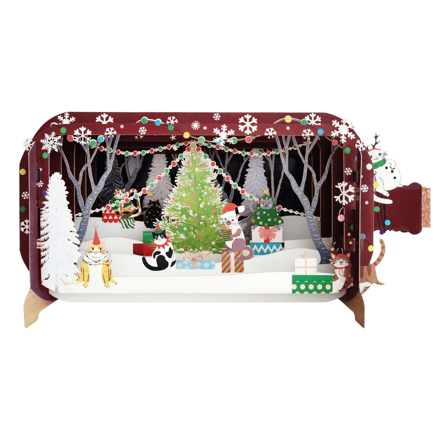 Message In A Bottle Festive Xmas Cats Pop Up Christmas Greeting Card