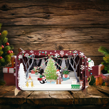 Message In A Bottle Festive Xmas Cats Pop Up Christmas Greeting Card