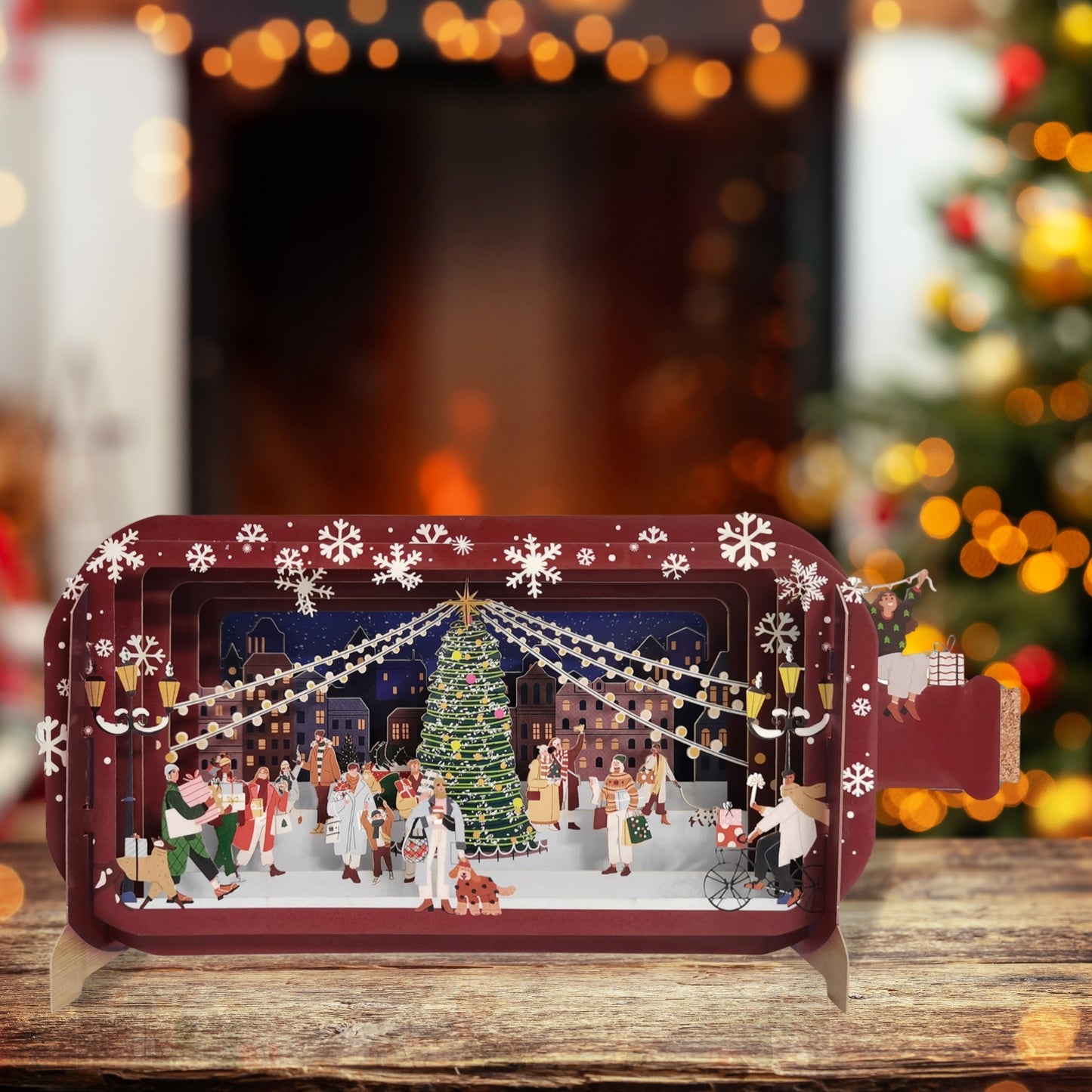 Message In A Bottle Christmas Street Shopping Pop Up Christmas Greeting Card