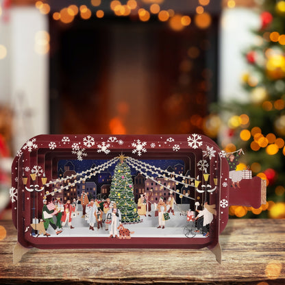 Message In A Bottle Christmas Street Shopping Pop Up Christmas Greeting Card