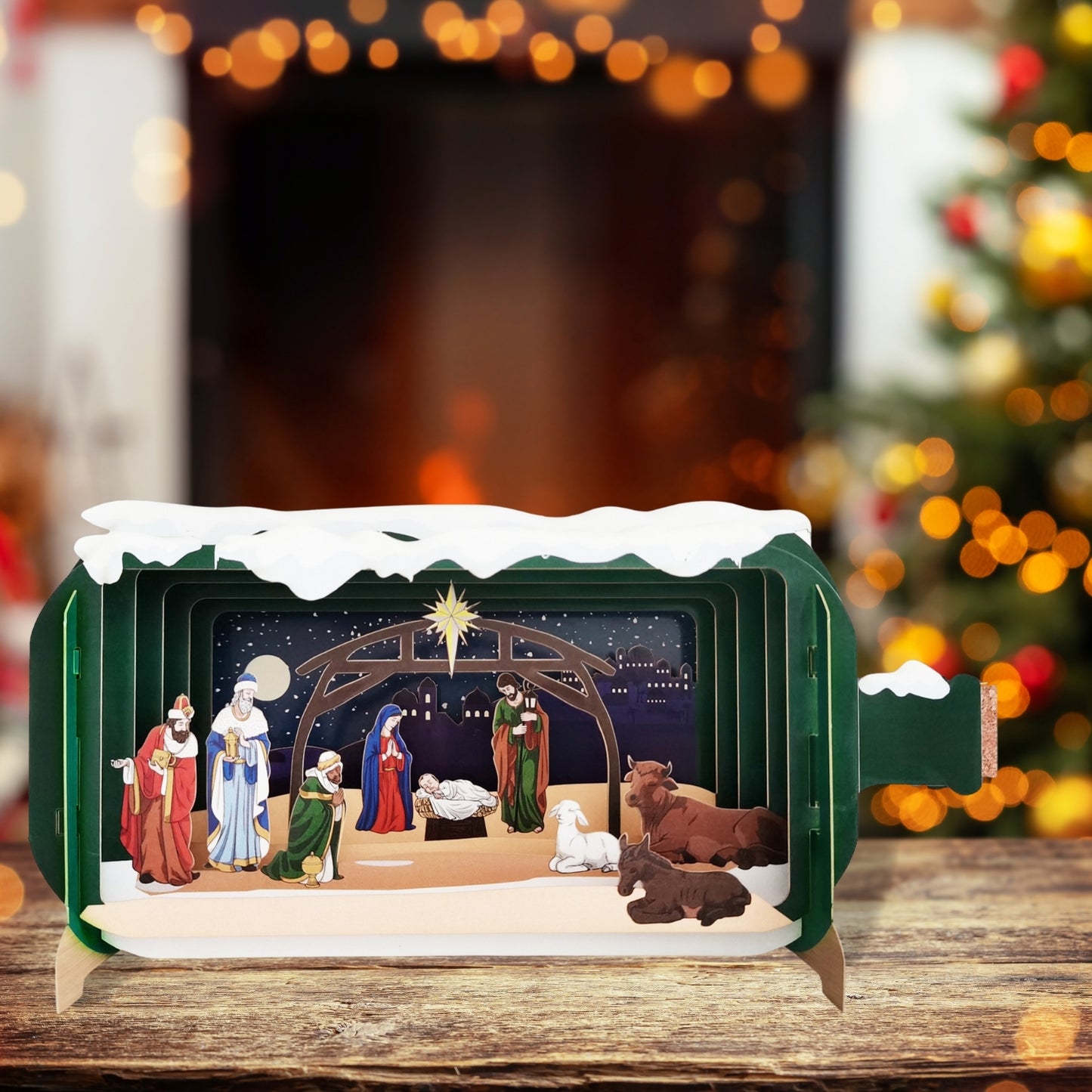 Message In A Bottle Religious Nativity Pop Up Christmas Greeting Card