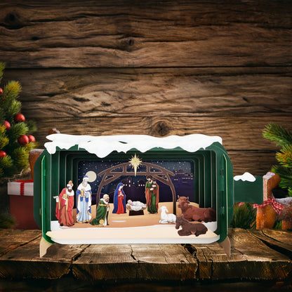 Message In A Bottle Religious Nativity Pop Up Christmas Greeting Card