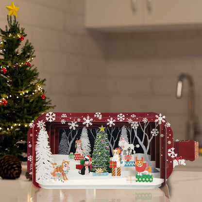 Message In A Bottle Festive Xmas Dogs Pop Up Christmas Greeting Card