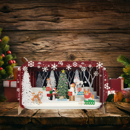 Message In A Bottle Festive Xmas Dogs Pop Up Christmas Greeting Card