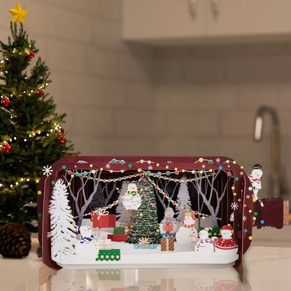 Message In A Bottle Snowmen Decorating The Tree Pop Up Christmas Greeting Card