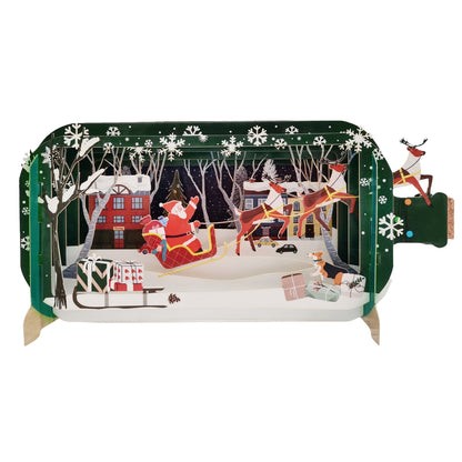 Message In A Bottle Santa & Sleigh Pop Up Christmas Greeting Card