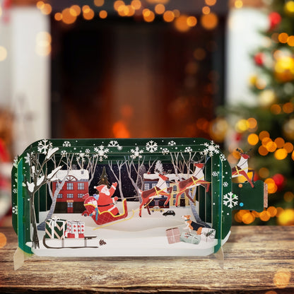 Message In A Bottle Santa & Sleigh Pop Up Christmas Greeting Card