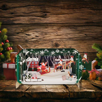 Message In A Bottle Santa & Sleigh Pop Up Christmas Greeting Card