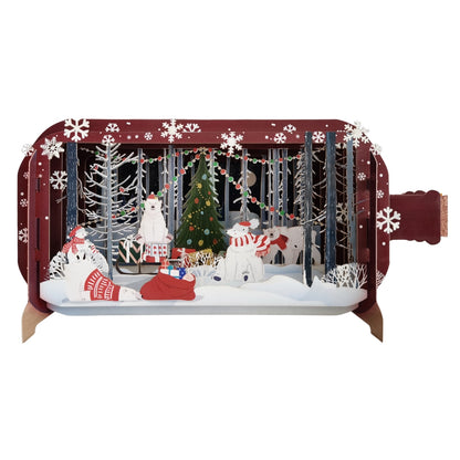 Message In A Bottle Polar Bears Around The Tree Pop Up Christmas Greeting Card