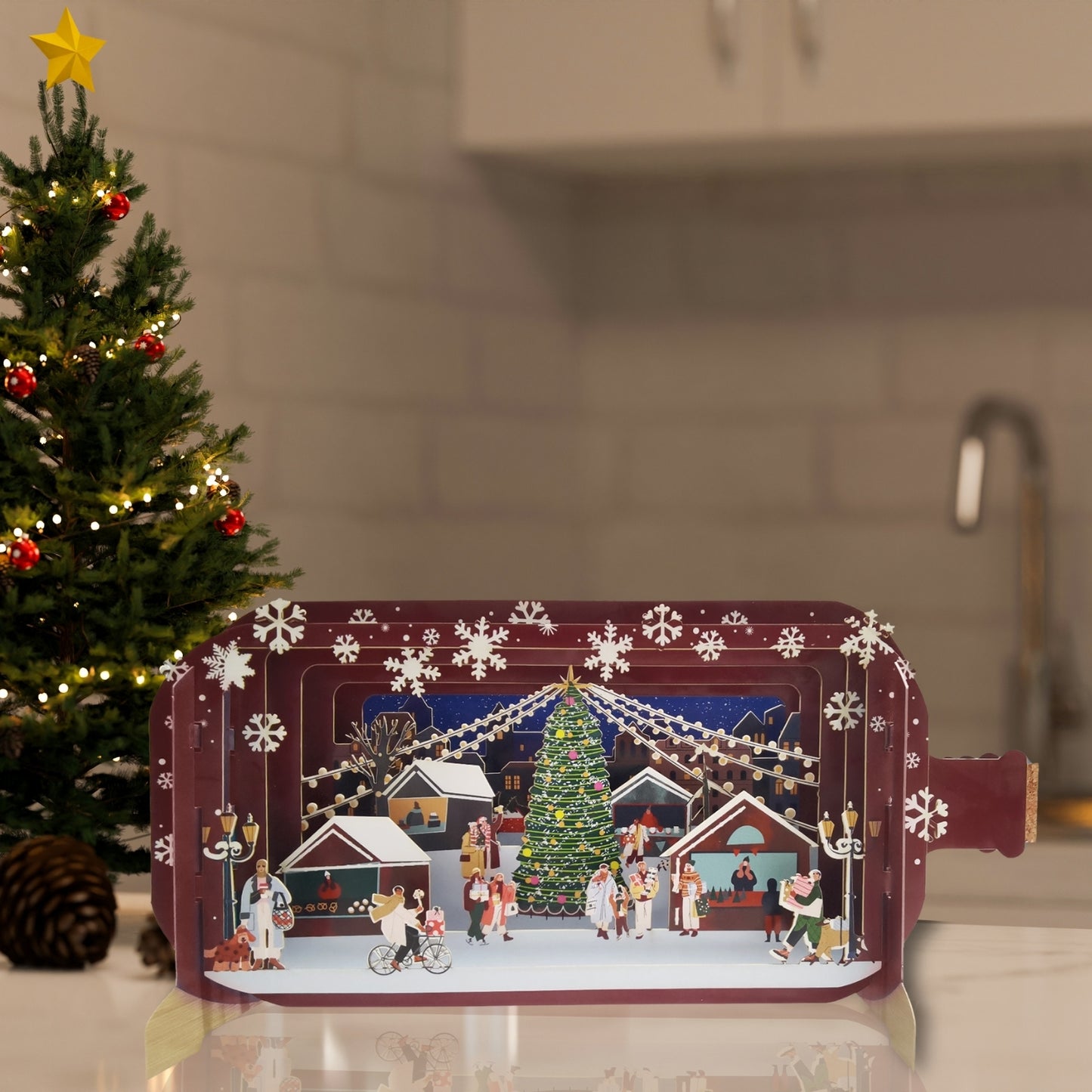 Message In A Bottle Christmas Market Pop Up Christmas Greeting Card
