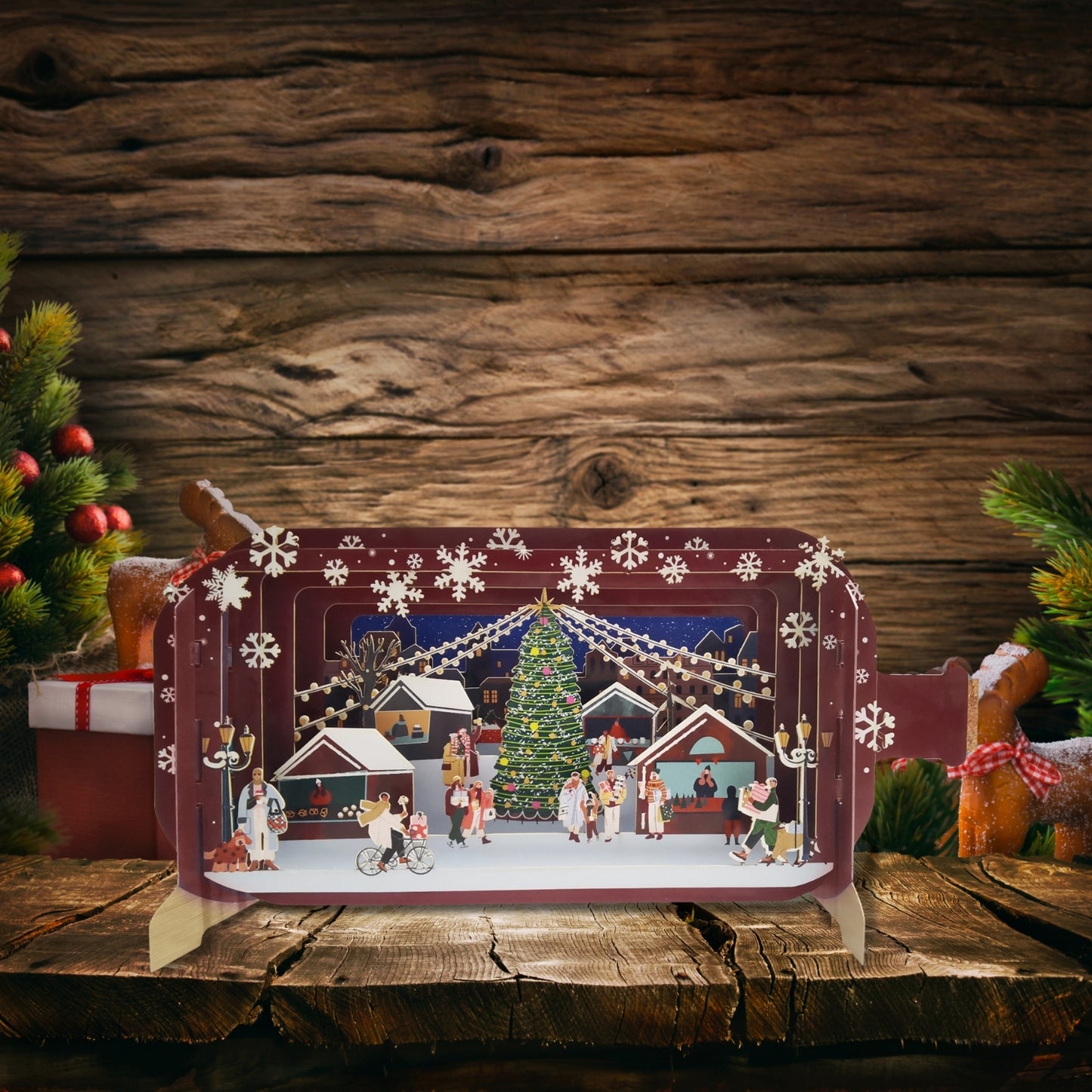 Message In A Bottle Christmas Market Pop Up Christmas Greeting Card