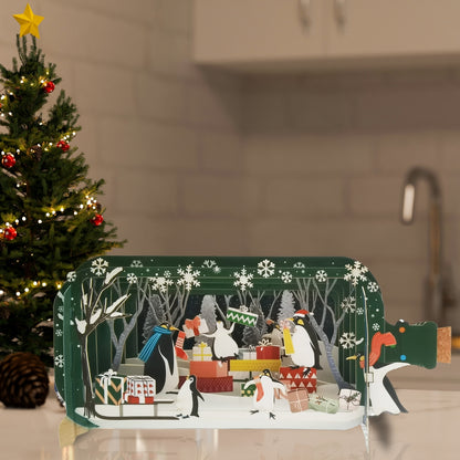 Message In A Bottle Penguins With Presents Pop Up Christmas Greeting Card