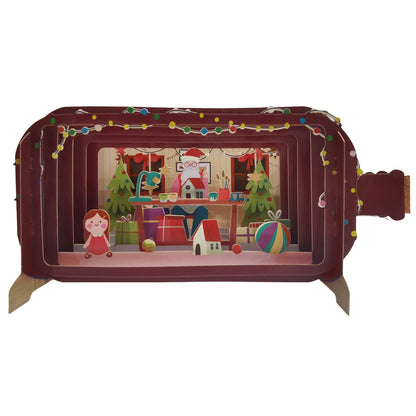 Message In A Bottle Santa's Toy Workshop Pop Up Christmas Greeting Card