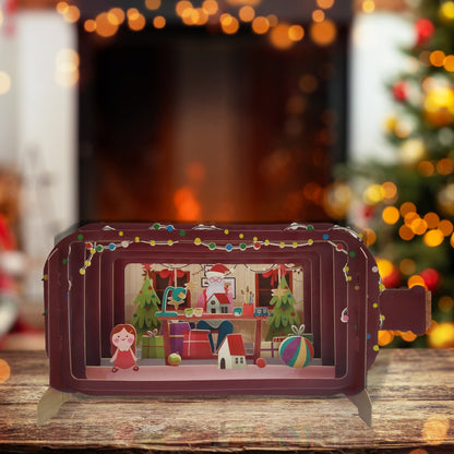 Message In A Bottle Santa's Toy Workshop Pop Up Christmas Greeting Card