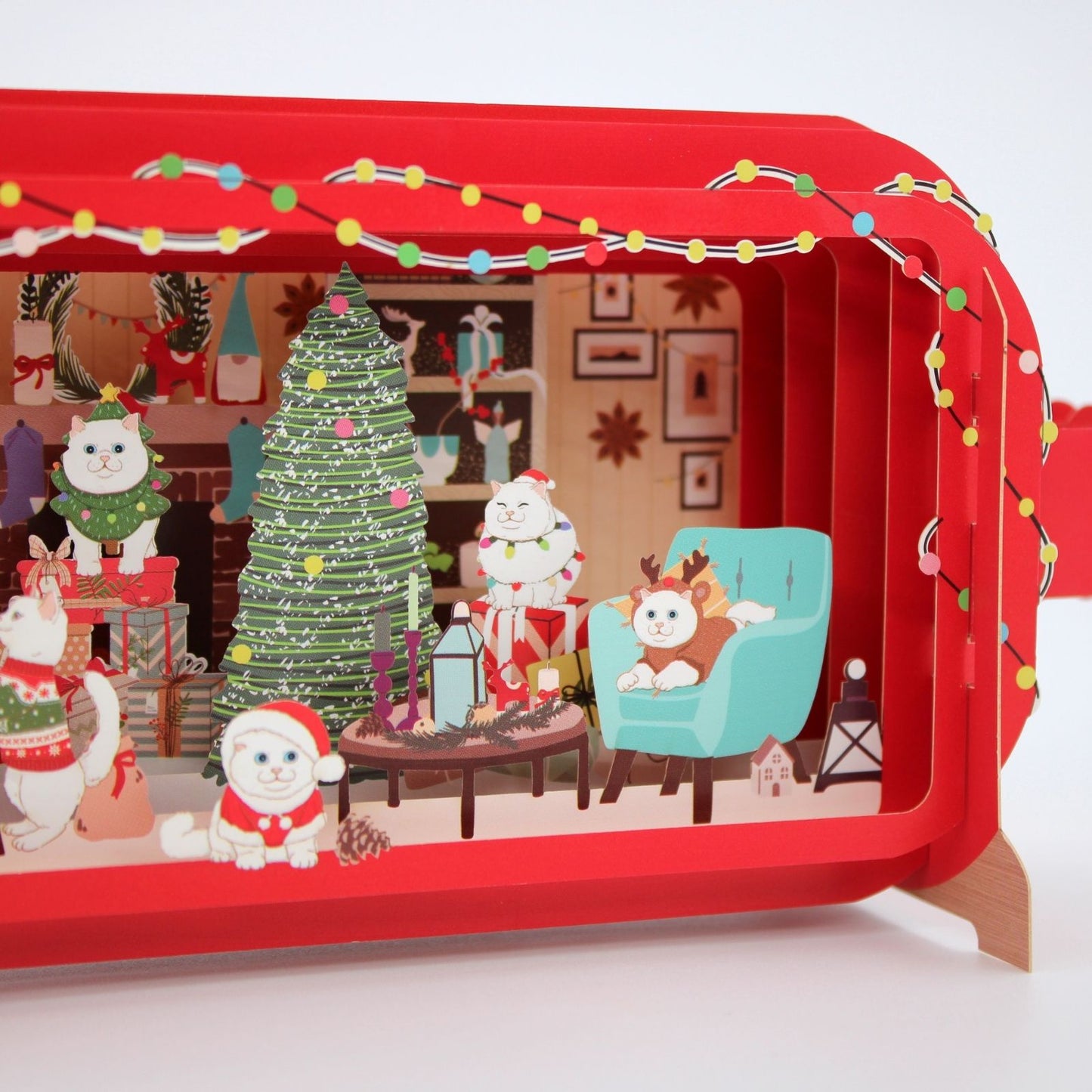 Message In A Bottle 3D Pop Up Christmas Card Festive Cats Xmas Greeting Cards