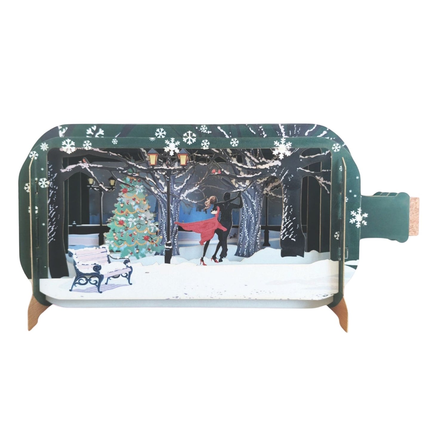 Message In A Bottle 3D Pop Up Christmas Card Couple Dancing Xmas Greeting Cards