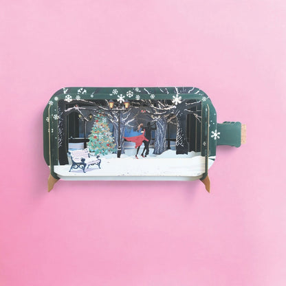 Message In A Bottle 3D Pop Up Christmas Card Couple Dancing Xmas Greeting Cards