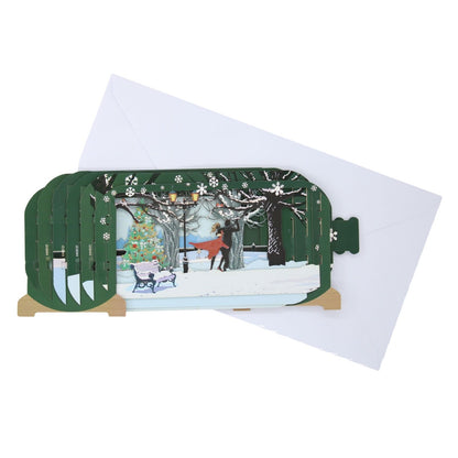 Message In A Bottle 3D Pop Up Christmas Card Couple Dancing Xmas Greeting Cards
