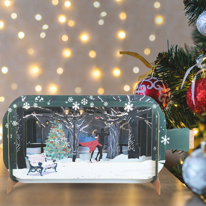 Message In A Bottle 3D Pop Up Christmas Card Couple Dancing Xmas Greeting Cards