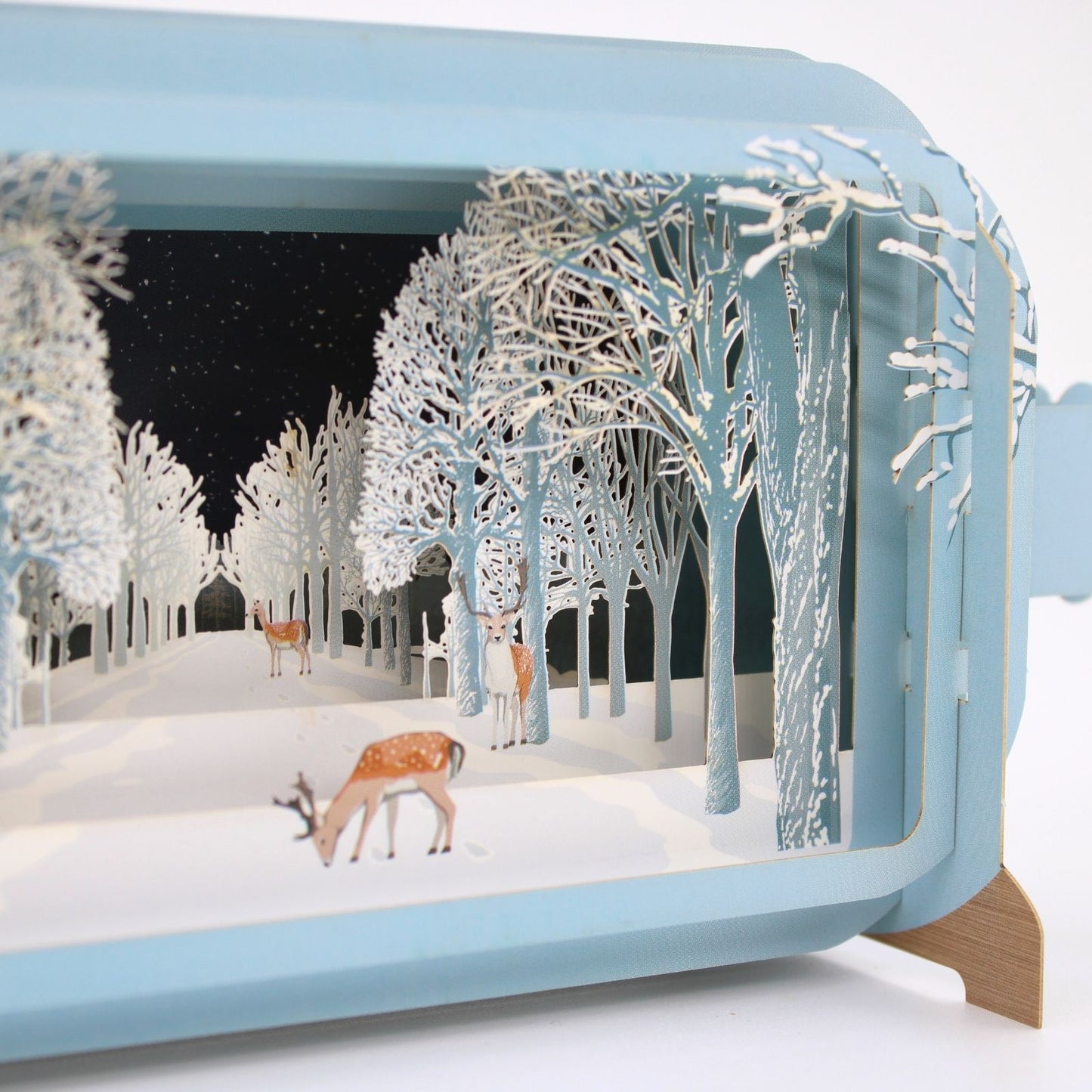 Message In A Bottle 3D Pop Up Christmas Card Snowy Woodland Deer Xmas Greeting