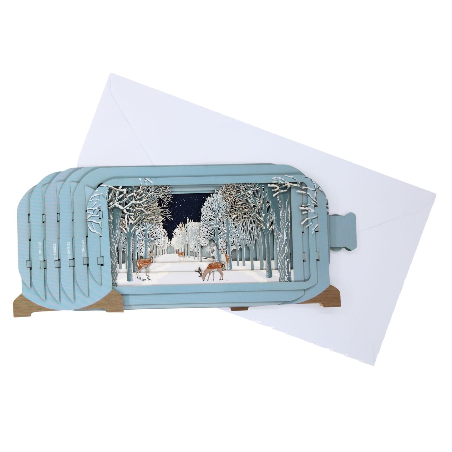 Message In A Bottle 3D Pop Up Christmas Card Snowy Woodland Deer Xmas Greeting