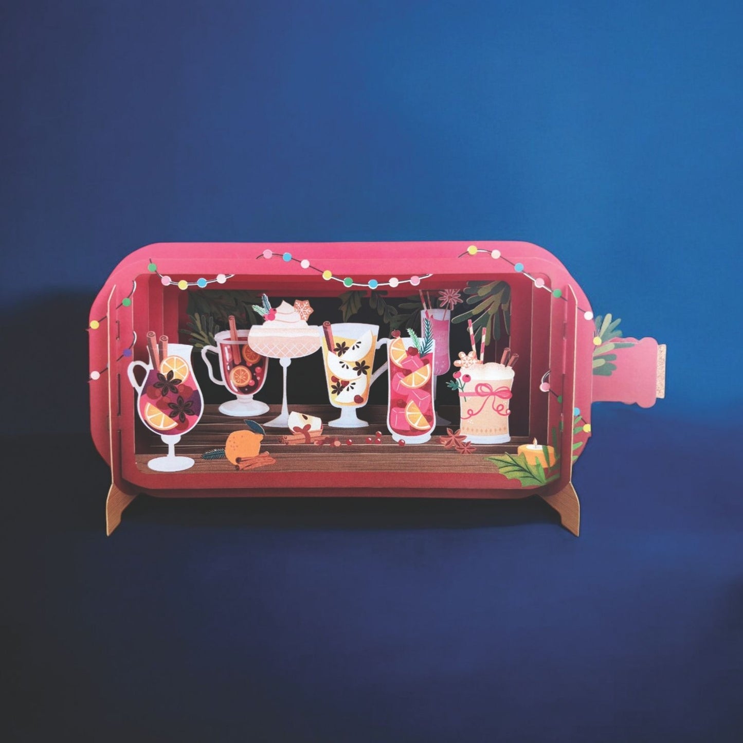 Message In A Bottle 3D Pop Up Christmas Card Christmas Cocktails Xmas Greeting