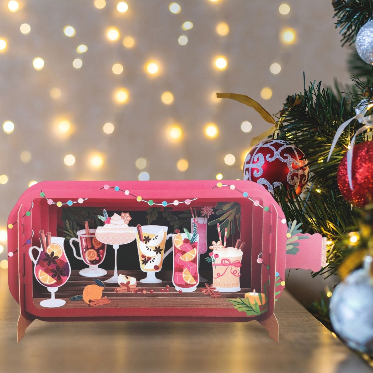 Message In A Bottle 3D Pop Up Christmas Card Christmas Cocktails Xmas Greeting