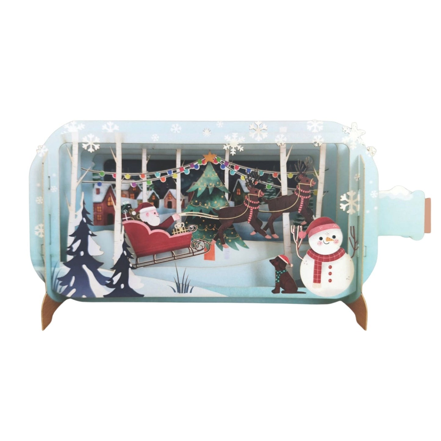 Message In A Bottle 3D Pop Up Christmas Card Santa's Sleigh Xmas Greeting Cards