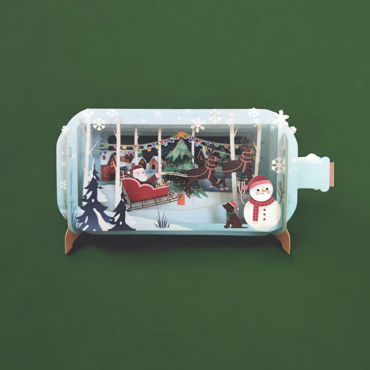Message In A Bottle 3D Pop Up Christmas Card Santa's Sleigh Xmas Greeting Cards