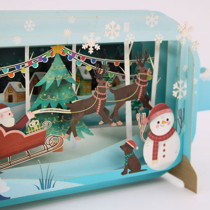 Message In A Bottle 3D Pop Up Christmas Card Santa's Sleigh Xmas Greeting Cards