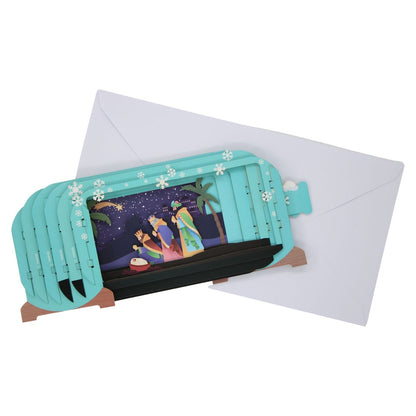 Message In A Bottle 3D Pop Up Christmas Card Kings Bearing Gifts Xmas Greeting