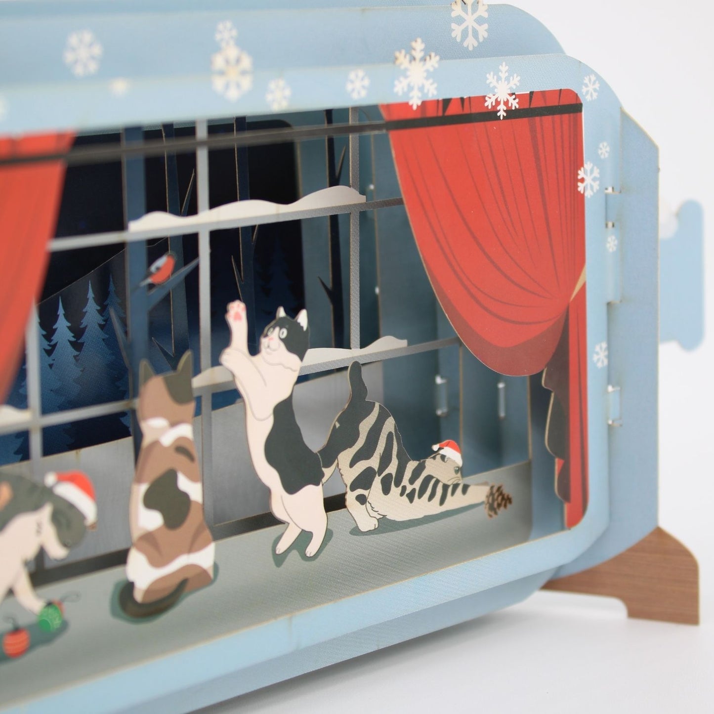 Message In A Bottle 3D Pop Up Christmas Card Festive Cats Playing Xmas Greeting