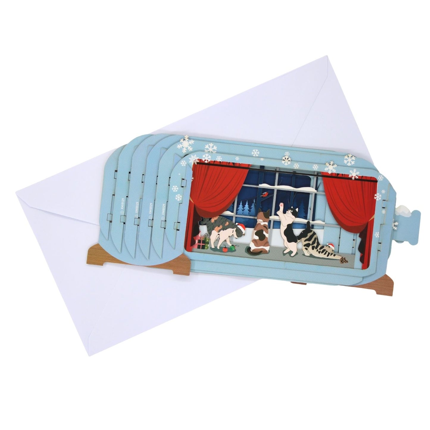 Message In A Bottle 3D Pop Up Christmas Card Festive Cats Playing Xmas Greeting