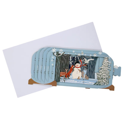 Message In A Bottle 3D Pop Up Christmas Card Snowman & Friends Xmas Greeting